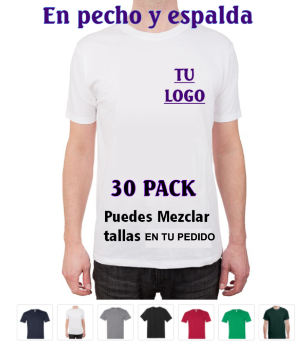 paquete de 30 playeras personalizadas